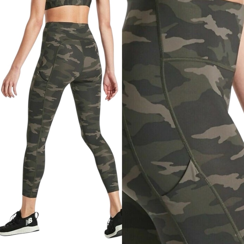 NWT Athleta Ultimate Camo 7/8 Tights Olive Green Workout Leggings Women's M - Picture 17 of 17